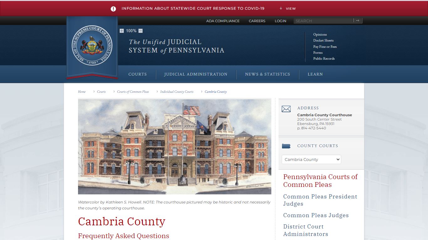 Cambria County | Individual County Courts | Courts of ...