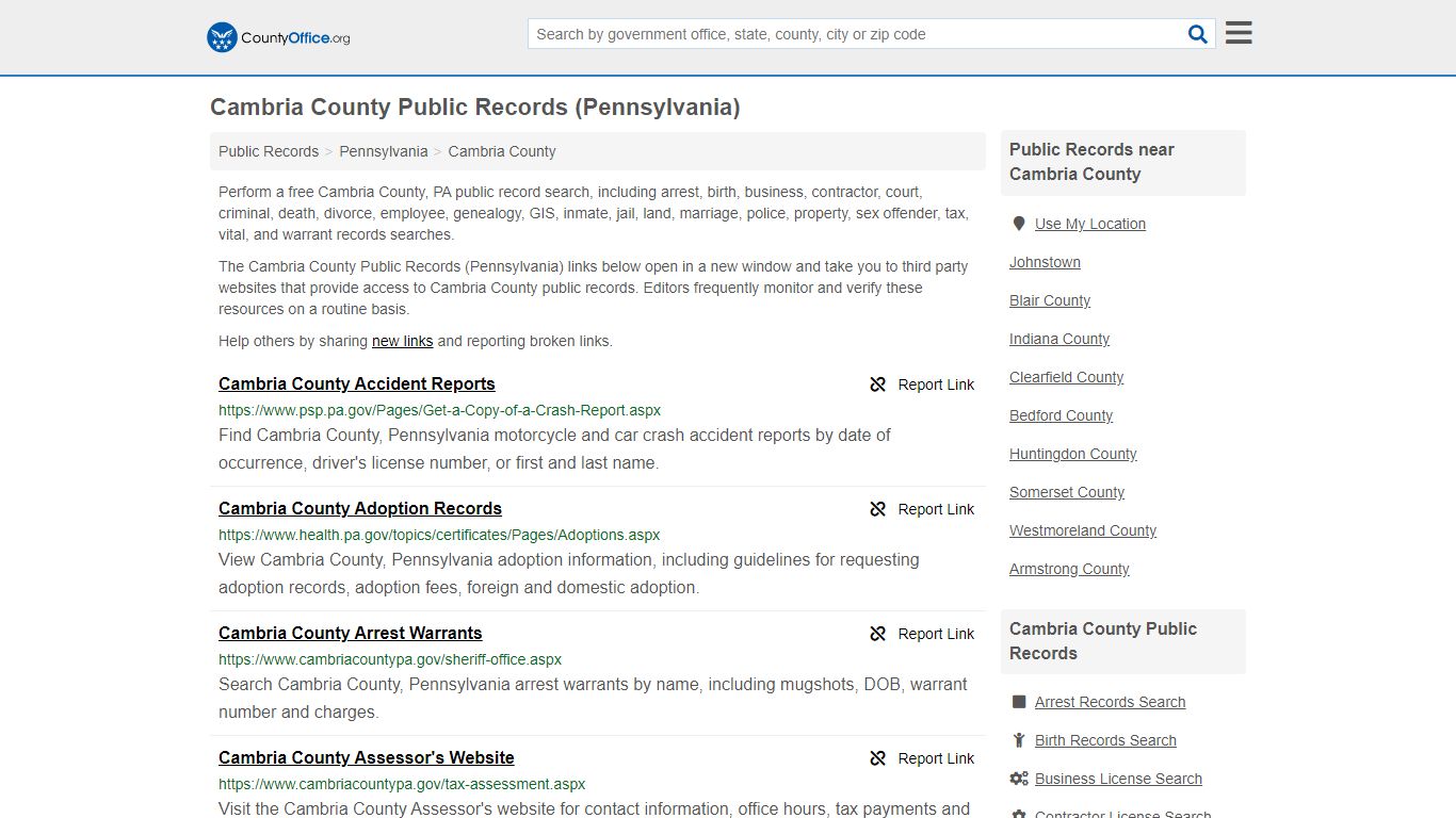 Public Records - Cambria County, PA (Business, Criminal ...