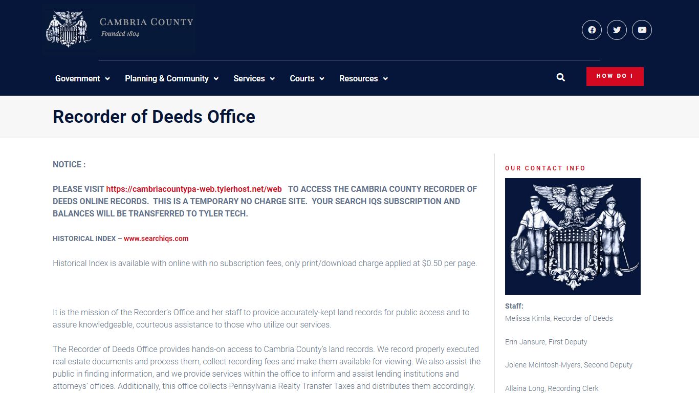 Recorder of Deeds Office - Cambria County, PA